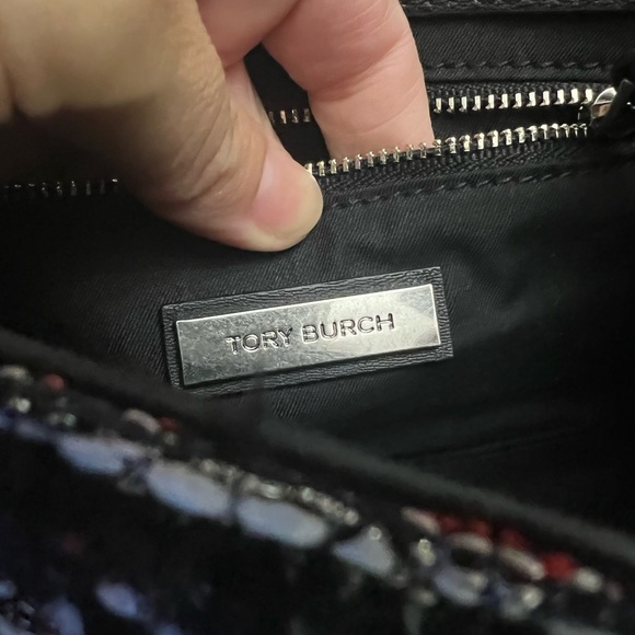 TORY BURCH Small Fleming Tweed Black Convertible Shoulder Bag - Picture 7 of 7